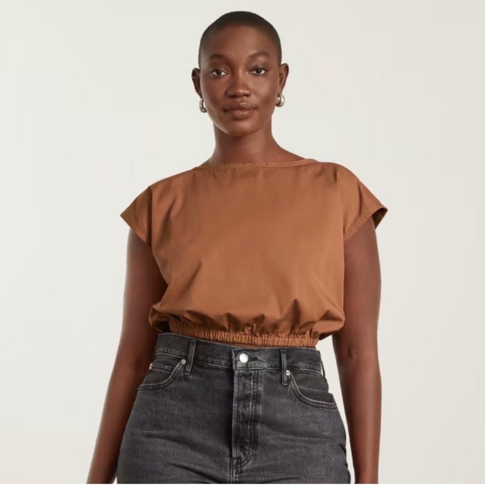 Pristine Everlane The Bubble Top Tawny Brown Organic Cotton Size XXS - Picture 2 of 7